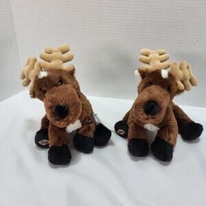 Two Ganz Webkinz 9" Reindeer Plush Stuffed Animal One w. Unused Code HM137